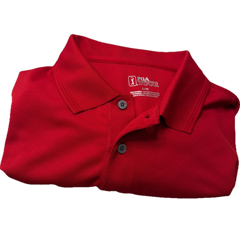 Men's PGA Tour Size Large Red Short Sleeve Collard Official Licensed Polo Shirt